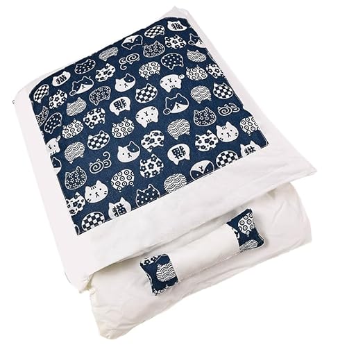 SWZEC Kittinis Orthopädischer Katzenschlafsack Nemuri (M(55 * 40CM),Blue Kitties) von SWZEC