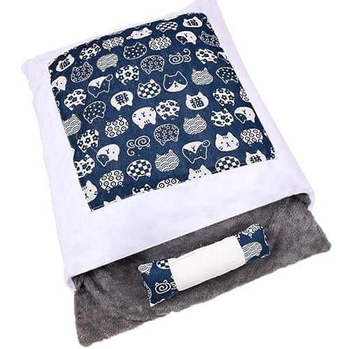 SWZEC Wahre Katzenliebe Orthopädischer Katzenschlafsack (M,Plüsch Blau) von SWZEC