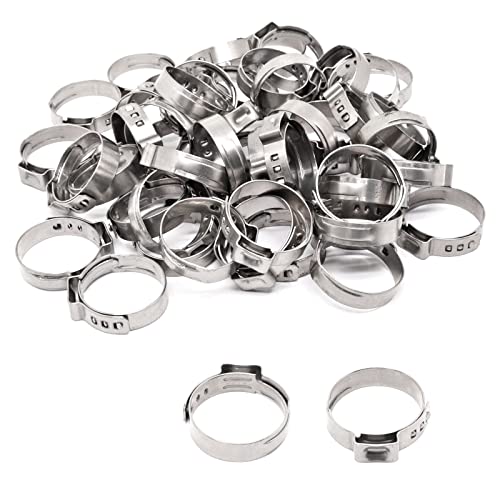 SWZHAI 60 Stück 3/4 Zoll Pex Klemmen Crimp Ringe Set, 304 Edelstahl Einohr-Schlauchschellen von SWZHAI