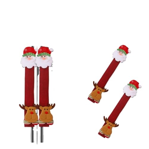 SWZOYWCYQ Kompatibel mit Weihnachtsdekorationen, Mikrowellen-Türklinkenabdeckung, Schutzhülle, Türgriffhandschuhe, Leinenhandschuhe for Kühlschrankgriffe(Elk-Two) von SWZOYWCYQ