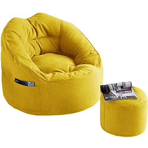 Großer Sitzsack Ohne Füllstoff, Lazy Sofas, Bezug for Stühle, Baumwollliege, Sitzsack, Pouf, Puff, Couch, Tatami, Wohnzimmer-Sitzsäcke(2 in 1-YD-Yellow) von SXBCyan