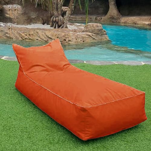 SXBCyan Sitzsack-Stühle-Abdeckung for Erwachsene Im Freien wasserdichte Oxford-Sitzsack-Chaiselongue-Pouf-Abdeckung Ohne Füllstoff Garten-Strand-Camping-Sitzsack-Sofa-Bett-Puff-Salon(Pure-orange) von SXBCyan