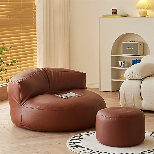 SXBCyan Sitzsack-Stühle for Erwachsene, Bezug Aus Kunstleder, Stuhl-Set Ohne Füllung, Eck-Pouf, Ottomane, Fußstütze, Bodensitz, Sitzsack-Sofa(Brown,2 in 1-Y) von SXBCyan