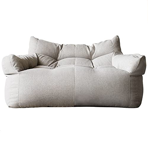 SXBCyan Sitzsack-Stuhl, Baumwoll-Leinen-Sitzsack-Bezug, 2-Sitzer-Sitzsack-Sofa-Bezug, Ohne Füllmaterial, Bodensitz, Sitzsack-Couch, Pouf, Chaiselongue, Liege, Rahmenlose Möbel(Beige Gray) von SXBCyan
