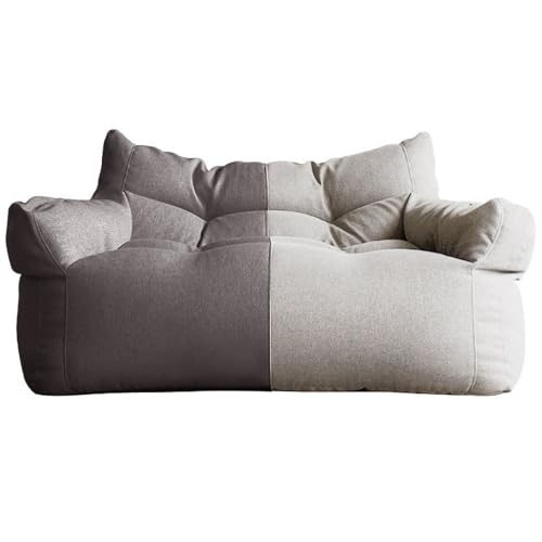 SXBCyan Sitzsack-Stuhl, Baumwoll-Leinen-Sitzsack-Bezug, 2-Sitzer-Sitzsack-Sofa-Bezug, Ohne Füllmaterial, Bodensitz, Sitzsack-Couch, Pouf, Chaiselongue, Liege, Rahmenlose Möbel(Beige Light Gray) von SXBCyan