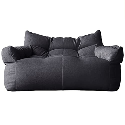 SXBCyan Sitzsack-Stuhl, Baumwoll-Leinen-Sitzsack-Bezug, 2-Sitzer-Sitzsack-Sofa-Bezug, Ohne Füllmaterial, Bodensitz, Sitzsack-Couch, Pouf, Chaiselongue, Liege, Rahmenlose Möbel(Dark Gray) von SXBCyan
