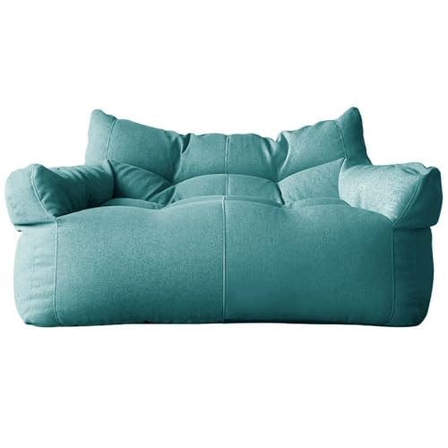 SXBCyan Sitzsack-Stuhl, Baumwoll-Leinen-Sitzsack-Bezug, 2-Sitzer-Sitzsack-Sofa-Bezug, Ohne Füllmaterial, Bodensitz, Sitzsack-Couch, Pouf, Chaiselongue, Liege, Rahmenlose Möbel(Lake Blue) von SXBCyan