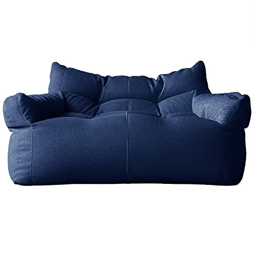 SXBCyan Sitzsack-Stuhl, Baumwoll-Leinen-Sitzsack-Bezug, 2-Sitzer-Sitzsack-Sofa-Bezug, Ohne Füllmaterial, Bodensitz, Sitzsack-Couch, Pouf, Chaiselongue, Liege, Rahmenlose Möbel(Navy Blue) von SXBCyan