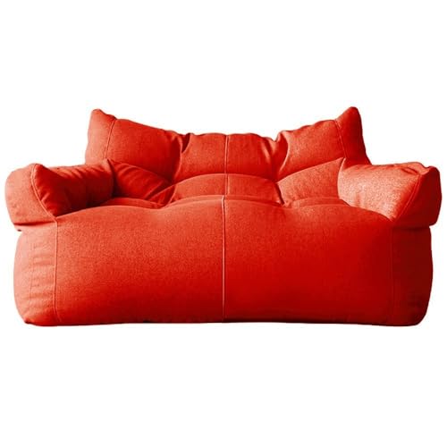 SXBCyan Sitzsack-Stuhl, Baumwoll-Leinen-Sitzsack-Bezug, 2-Sitzer-Sitzsack-Sofa-Bezug, Ohne Füllmaterial, Bodensitz, Sitzsack-Couch, Pouf, Chaiselongue, Liege, Rahmenlose Möbel(Red) von SXBCyan