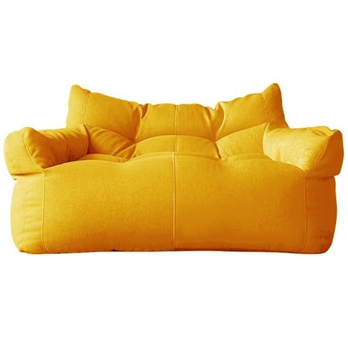 SXBCyan Sitzsack-Stuhl, Baumwoll-Leinen-Sitzsack-Bezug, 2-Sitzer-Sitzsack-Sofa-Bezug, Ohne Füllmaterial, Bodensitz, Sitzsack-Couch, Pouf, Chaiselongue, Liege, Rahmenlose Möbel(Yellow) von SXBCyan