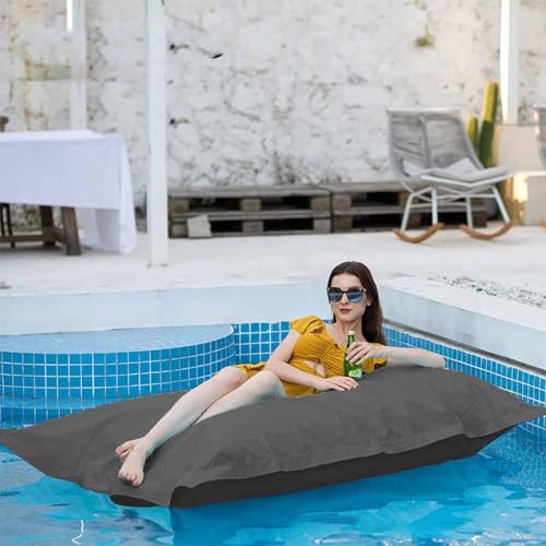 Schwimmender Sitzsack for Pool ohne Füllstoff – wiederverwendbarer Sitzsack for Schwimmen – Outdoor-Streifen-Sitzsack-Pouf-Bezug – Wasserspiel-Loungesessel(Dark Grey) von SXBCyan