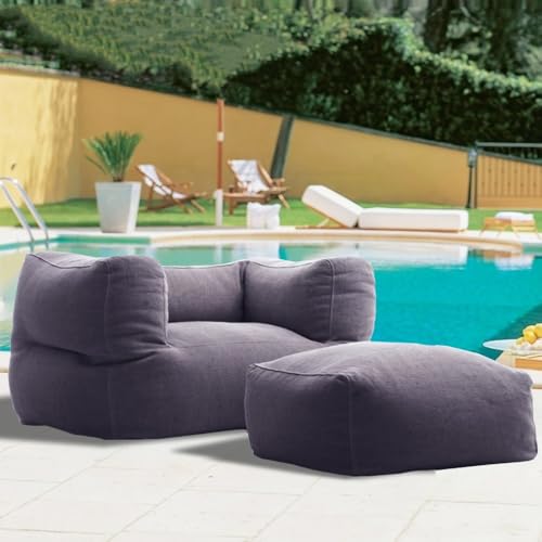 Sitzsack Ohne Füllstoff, 1-Sitzer, Chenille-Sitzsackbezug for Den Außenbereich, Schwimmbecken-Sessel, Strandclub-Sofa(2in1-darkgrey) von SXBCyan