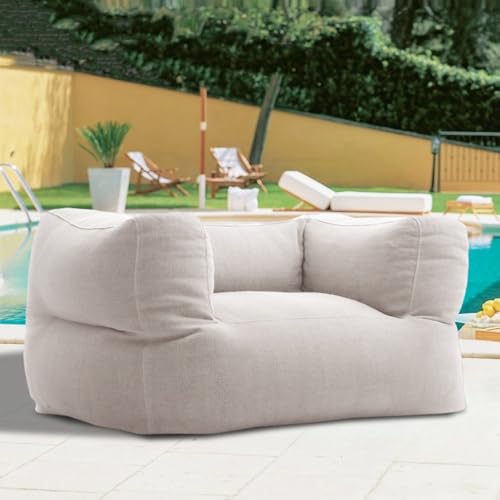 Sitzsack Ohne Füllstoff, 1-Sitzer, Chenille-Sitzsackbezug for Den Außenbereich, Schwimmbecken-Sessel, Strandclub-Sofa(SF-beige) von SXBCyan