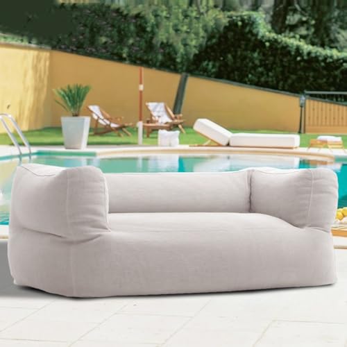 Sitzsack Ohne Füllstoff, 2-Sitzer, Chenille-Sitzsackbezug for Den Außenbereich, Sitzsackcouch, Schwimmbecken-Sessel, Strandclub-Sofa(Beige) von SXBCyan