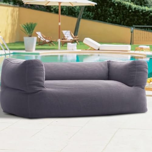 Sitzsack Ohne Füllstoff, 2-Sitzer, Chenille-Sitzsackbezug for Den Außenbereich, Sitzsackcouch, Schwimmbecken-Sessel, Strandclub-Sofa(Darkgrey) von SXBCyan