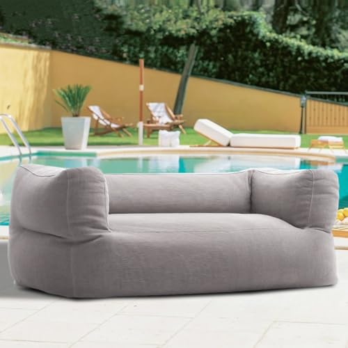 Sitzsack Ohne Füllstoff, 2-Sitzer, Chenille-Sitzsackbezug for Den Außenbereich, Sitzsackcouch, Schwimmbecken-Sessel, Strandclub-Sofa(Lightgrey) von SXBCyan
