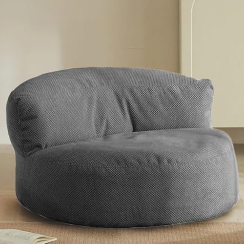 Sitzsack-Sessel Ohne Füllmaterial, Bequemes Sitzsack-Sofa Mit Rückenlehne, Dicker, Weicher Waffel-Sitzsackbezug, Sitzsack-Pouf, Salon, Großes Sofa, Lounge-Bodensofa for Spielen, Lesen(Dark Grey) von SXBCyan