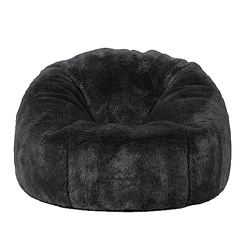 Sitzsack-Stühle for Erwachsene und Kinder (kein Füllstoff), 2,3–5 Fuß flauschiger Fell-Hocker, Sofabezug, Sitzsack-Stuhl, Couch, Sitzsack, Ottomane, Relax-Lounge, Futon-Puff(Dark grey,2.3ft-D70cm-cove von SXBCyan