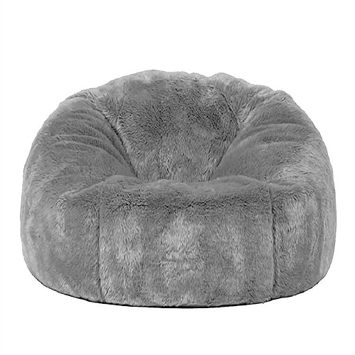 Sitzsack-Stühle for Erwachsene und Kinder (kein Füllstoff), 2,3–5 Fuß flauschiger Fell-Hocker, Sofabezug, Sitzsack-Stuhl, Couch, Sitzsack, Ottomane, Relax-Lounge, Futon-Puff(Light grey,4.5ft-D135cm-co von SXBCyan