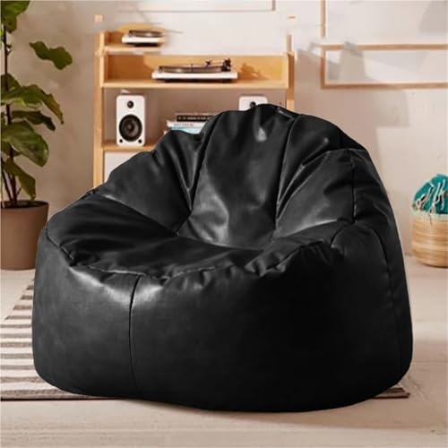 Sitzsack for Erwachsene, PU-Leder, Sitzsackbezug Ohne Füllstoff, Sitzsack-Pouf, Couch, Sofabezug, Lazy-Sessel, Bodensitzmöbel, Wohnzimmermöbel(Black) von SXBCyan
