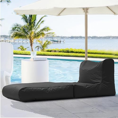 Sitzsackbezug Mit Doppeltem Verwendungszweck For Den Außenbereich, Schwimmbeckenliege, Klappbares Schlafsofa, Wasserdicht, Oxford-Chaiselongue-Pouf-Bezug Ohne Füllmaterial, Garten, Strand(Black) von SXBCyan
