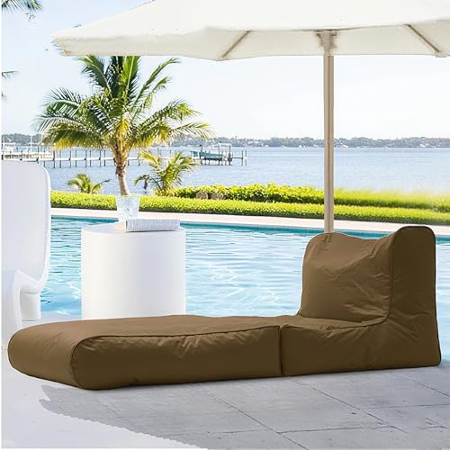 Sitzsackbezug Mit Doppeltem Verwendungszweck For Den Außenbereich, Schwimmbeckenliege, Klappbares Schlafsofa, Wasserdicht, Oxford-Chaiselongue-Pouf-Bezug Ohne Füllmaterial, Garten, Strand(Dark brown) von SXBCyan
