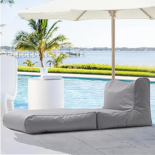 Sitzsackbezug Mit Doppeltem Verwendungszweck For Den Außenbereich, Schwimmbeckenliege, Klappbares Schlafsofa, Wasserdicht, Oxford-Chaiselongue-Pouf-Bezug Ohne Füllmaterial, Garten, Strand(Dark grey) von SXBCyan