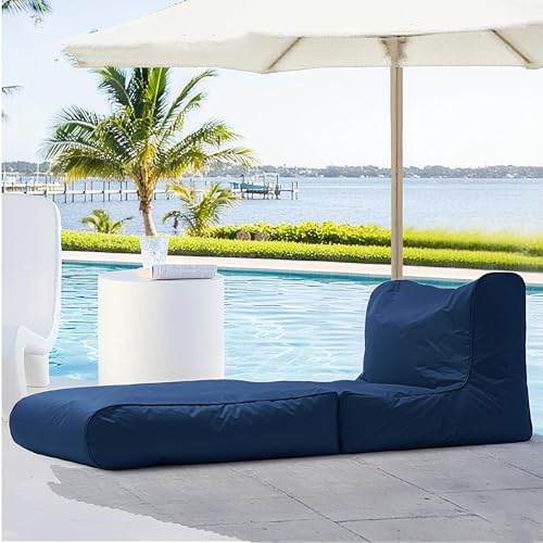 Sitzsackbezug Mit Doppeltem Verwendungszweck For Den Außenbereich, Schwimmbeckenliege, Klappbares Schlafsofa, Wasserdicht, Oxford-Chaiselongue-Pouf-Bezug Ohne Füllmaterial, Garten, Strand(Dark blue) von SXBCyan