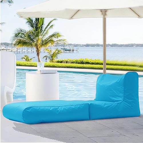 Sitzsackbezug Mit Doppeltem Verwendungszweck For Den Außenbereich, Schwimmbeckenliege, Klappbares Schlafsofa, Wasserdicht, Oxford-Chaiselongue-Pouf-Bezug Ohne Füllmaterial, Garten, Strand(Lake blue) von SXBCyan