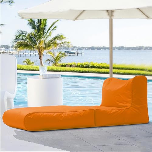 Sitzsackbezug Mit Doppeltem Verwendungszweck For Den Außenbereich, Schwimmbeckenliege, Klappbares Schlafsofa, Wasserdicht, Oxford-Chaiselongue-Pouf-Bezug Ohne Füllmaterial, Garten, Strand(Orange) von SXBCyan