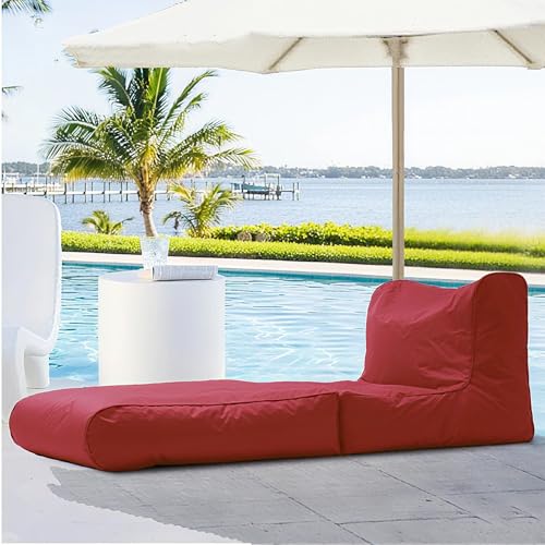 Sitzsackbezug Mit Doppeltem Verwendungszweck For Den Außenbereich, Schwimmbeckenliege, Klappbares Schlafsofa, Wasserdicht, Oxford-Chaiselongue-Pouf-Bezug Ohne Füllmaterial, Garten, Strand(Red) von SXBCyan