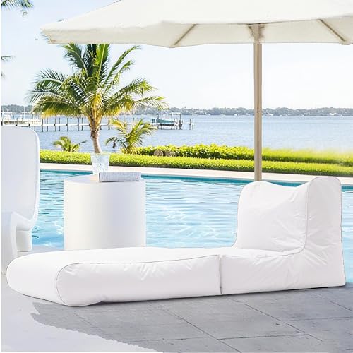 Sitzsackbezug Mit Doppeltem Verwendungszweck For Den Außenbereich, Schwimmbeckenliege, Klappbares Schlafsofa, Wasserdicht, Oxford-Chaiselongue-Pouf-Bezug Ohne Füllmaterial, Garten, Strand(White) von SXBCyan