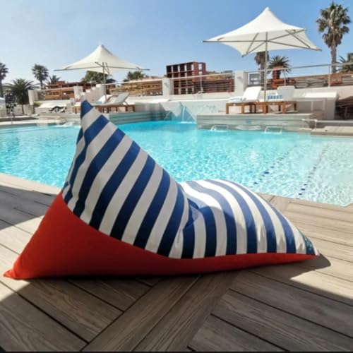 Wasserdichter Sitzsack Ohne Füllmaterial, wasserdichte Sitzsackhülle for Den Außenbereich, Schwimmender Sitzsack-Pouf-Stuhl for Schwimmbecken for Strand Salon(Navyblue-orange) von SXBCyan