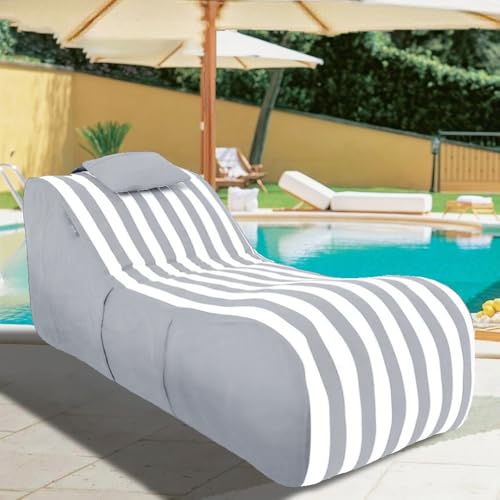 wasserdichte Sitzsäcke for Den Außenbereich for Erwachsene – Schwimmender Sitzsack for Den Pool – Wiederverwendbarer Sitzsack for Schwimmen Ohne Füllmaterial, Garten, Strand, Camp(Lightgrey) von SXBCyan