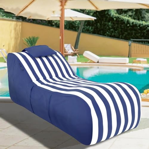 wasserdichte Sitzsäcke for Den Außenbereich for Erwachsene – Schwimmender Sitzsack for Den Pool – Wiederverwendbarer Sitzsack for Schwimmen Ohne Füllmaterial, Garten, Strand, Camp(Navyblue) von SXBCyan