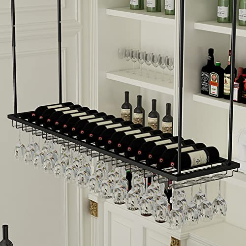 Deckenregal Hängend Küche Bar Weinregale Weinkelch Stemware Glas Rack Deckenmontage Lagerregal für Champagner-Stemware-Gläser Metall Weinflaschenhalter Hängender Weinglashalter, für Unterschrank Kitch von SXBHDM