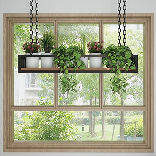 Deckenregal Hängend Küche Pflanzen-Blumen-Ständer, Lagerregal, Decken-Hängeregal für Bar, Keller/Restaurants/Küchen, Überkopf-Garagenhalter, schwebende Regale aus Holz und Eisen mit Leitplanke (Size Deckenregal Hängend Küche Pflanzen-Blumen-Ständer, Lagerregal, Decken-Hängeregal für Bar, Keller/Restaurants/Küchen, Überkopf-Garagenhalter, schwebende Regale aus Holz und Eisen mit Leitplanke (Size von SXBHDM