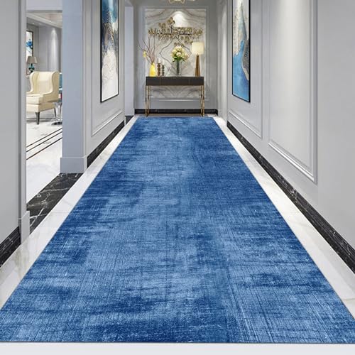 Flurläufer-Teppich, Blau – 1,5m 2m 2,5m 3m 4,5m 6m | Lange Teppichläufer waschbar rutschfest Korridor-Teppichläufer für Küche Eingangsbereich Läufer Teppiche Bodenläufer Matten für Flur (Size : 70×35 von SXBHDM