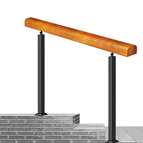 Handläufe für Außen treppen für 1 2 3 4 5 Stufen Treppengeländer Eingangsgeländer Handlauf Geländer Hauseingang Treppenhandlauf Stufengeländer Holz und Schmiedeeisen Metall,Höhe 85 cm von SXBHDM