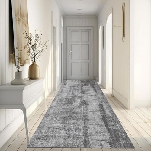 Läuferteppiche für den Flur, modern grau extra lang waschbar rutschfest Flurläufer Treppenläufer Küchenläufer weich dünn Teppichläufer Matten für den Eingangsbereich, Waschküche (Size : 80×500cm) Läuferteppiche für den Flur, modern grau extra lang waschbar rutschfest Flurläufer Treppenläufer Küchenläufer weich dünn Teppichläufer Matten für den Eingangsbereich, Waschküche (Size : 80×500cm) von SXBHDM