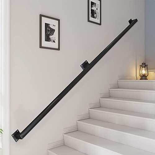 Moderner schwarzer Handlauf für Treppen – komplettes Set.30cm-600cm Treppengeländer, an der Wand montierter Haltegriff aus Metall, Schmiedeeisen, Sicherheitsstützstange (Size : 270cm) von SXBHDM
