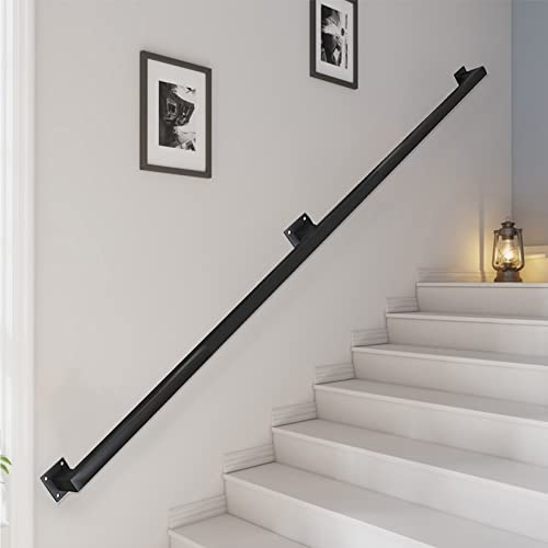 Moderner schwarzer Handlauf für Treppen – komplettes Set.30cm-600cm Treppengeländer, an der Wand montierter Haltegriff aus Metall, Schmiedeeisen, Sicherheitsstützstange (Size : 350cm) von SXBHDM