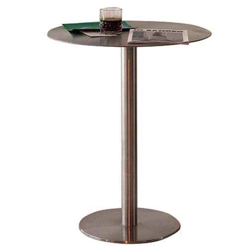 Runder Bar- und Pub-Tisch, Theken-Bistro-Pub-Tische, hoher runder Cocktailtisch in Barhöhe, Esstisch in Thekenhöhe, hoher Tisch aus Edelstahl (Size : 60x60x75cm) von SXBHDM