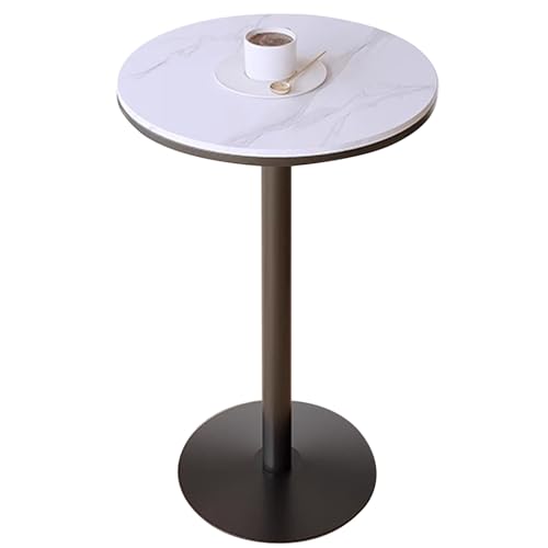 Runder Bartisch, Stehtisch Stabil hoher Tisch, Marmor Cocktail Bistrotisch, Thekenhöhe, Esstisch, Frühstücks-Pub-Tisch, Kleiner Couchtisch, Marmorplatte und Eisensockel (Size : Height 105cm) von SXBHDM