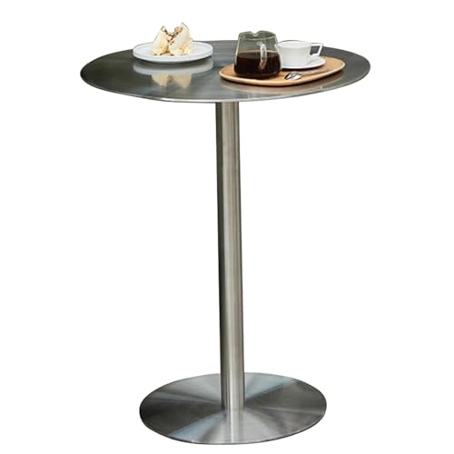 Runder Bartisch, hoher Tisch, Theken-Bistro-Pub-Tische aus Edelstahl, runder Cocktailtisch, Küchen-Thekenhöhen-Esstisch, moderner hoher Kaffee-Besprechungstisch (Size : 60x60x75cm) von SXBHDM