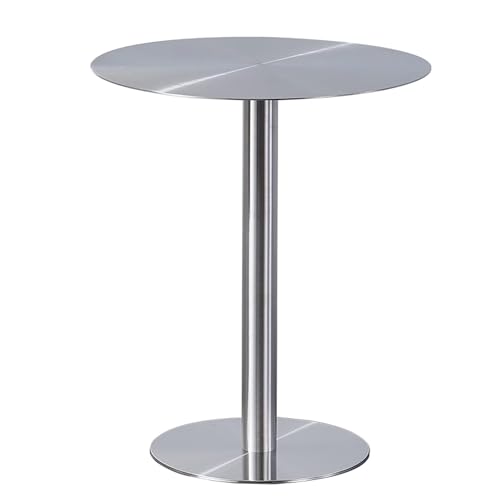Runder Bartisch, hoher Tisch, Theken-Bistro-Pub-Tische aus Edelstahl, runder Cocktailtisch, Küchenthekenhöhe, Esstisch, moderner hoher Beistelltisch (Size : 60x60x105cm) von SXBHDM