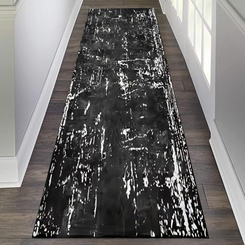 SXBHDM Schwarze Teppichläufer für Flure – Küchenläufer, waschbare, rutschfeste Eingangsteppiche, Flur, Flur, Teppichläufer, Waschküchenteppich – lang 150cm 2m 250cm 3m 350cm 4m 5m 6m(80×300cm) von SXBHDM