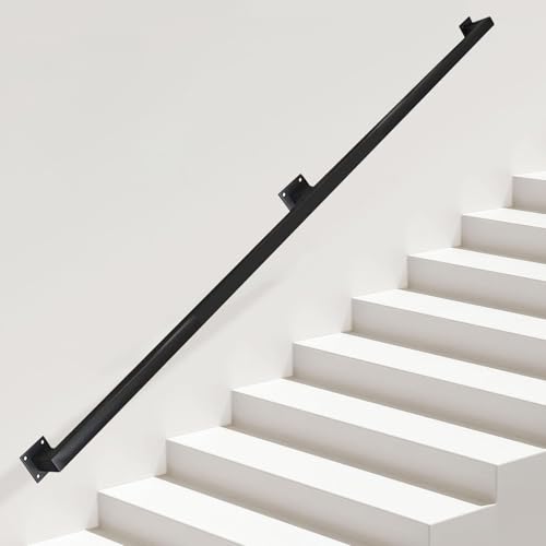 Schwarzer Handlauf für Treppen, 1m 150cm 180cm 2m 250cm 3m 3.5m 4m Wandmontage Treppengeländer Geländer, Treppenhandlauf, Rutschfester Handlauf aus Vierkantrohr(400cm) von SXBHDM
