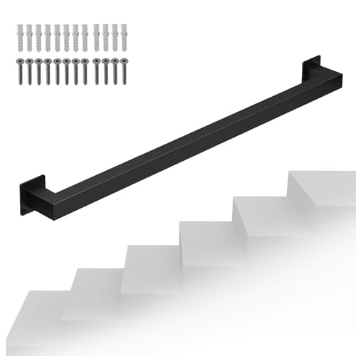 Treppenhandlauf-Stützsatz für Treppengeländer, Wandmontage für Innen- und Außenbereiche, mit Halterungen, Treppenhandlauf, Schwarz(390cm) von SXBHDM