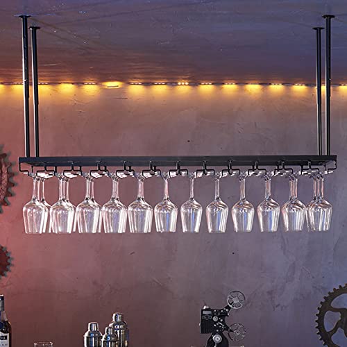 Weinglasregal Weingläser Halter Decke Hängend Deckenregal Gläserhalterung aus Metall Weinglas Halterung Weingläser Aufhängen Decken Weinregal Küche Bar unter Schrank, schwarz (Size : 120x25x21cm) von SXBHDM